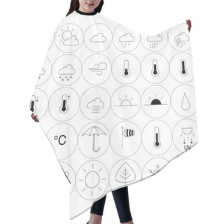 Personality  Vector Weather Icons In Circles On White Background Hair Cutting Cape