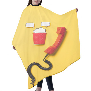 Personality  Telephone Handset And Paper Cup Hair Cutting Cape