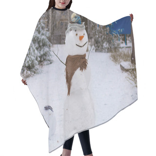 Personality  Big Funny Real Snowman In Winter Setting Hair Cutting Cape