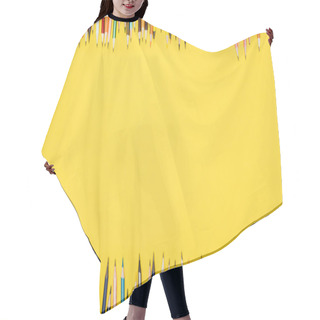 Personality  Top View Of Frame Of Colorful Pencils Isolated On Yellow Background Hair Cutting Cape