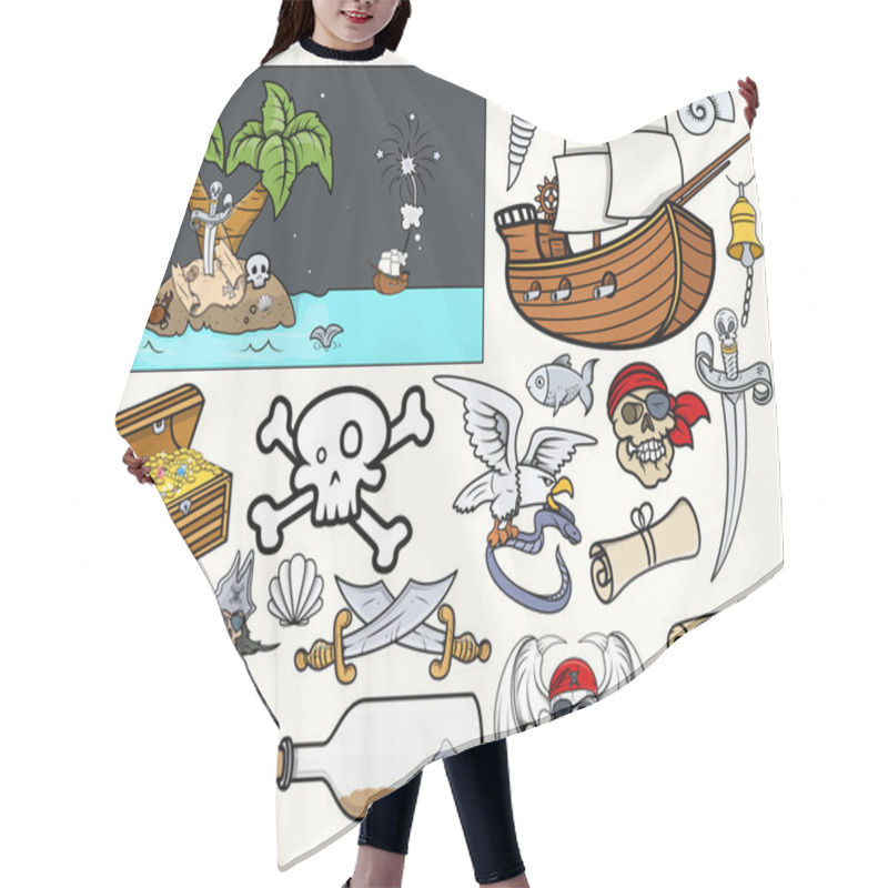 Personality  Pirate Story Characters Vectors Hair Cutting Cape