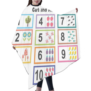 Personality  Numbers Flash Cards For Kids. Cut And Match Pictures Hair Cutting Cape