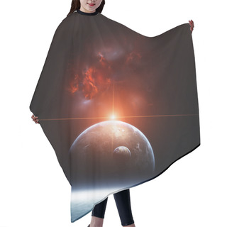 Personality  Earth With Planets And Red Nebula On Background Hair Cutting Cape
