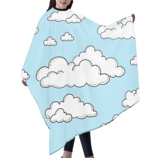 Personality  Seamless Pattern Of White Clouds On A Blue Sky. Hair Cutting Cape