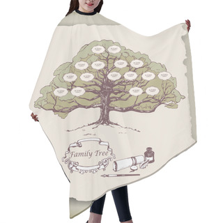 Personality  Family Tree With Decorative Elements Hair Cutting Cape