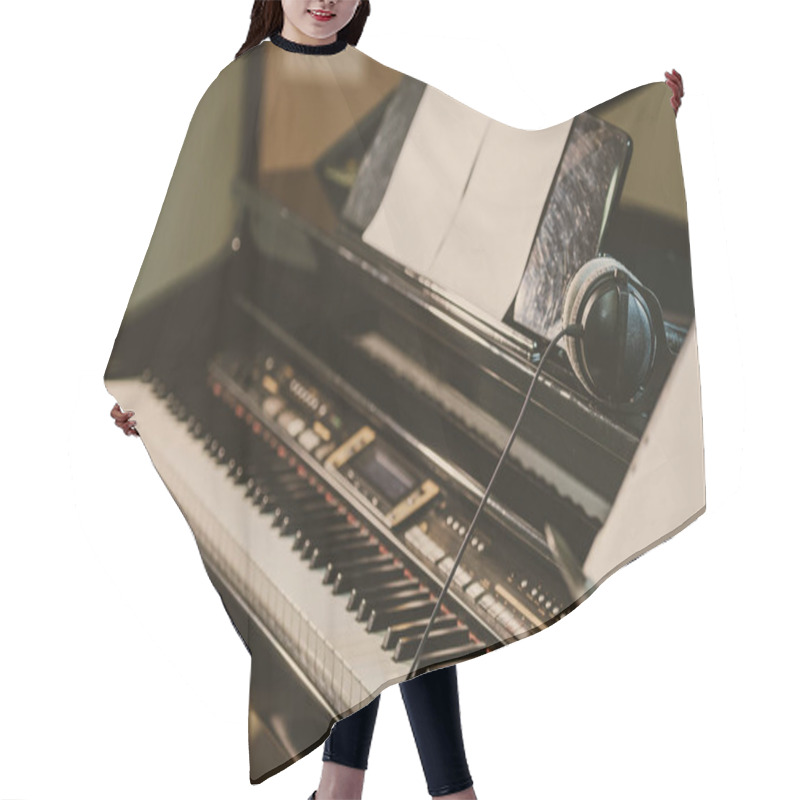 Personality  Close-up Shot Of Electric Piano In Sound Recording Studio Hair Cutting Cape