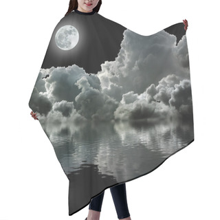 Personality  Moon In Black Stormy Clouds Hair Cutting Cape