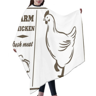 Personality  Label Of Meat Products. Chicken. Poultry Meat Hair Cutting Cape