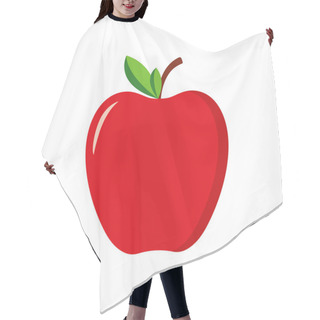 Personality  Red Apple With Green Leaf. Icon Of Fruit Apple. Cartoon Logo Isolated On White Background. Symbol Of Healthy Nutrition. Icon For Teacher, School, Education. Stylized Silhouette For Food, Juice. Vector Hair Cutting Cape