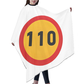 Personality  Yellow Round Speed Limit 110 Road Sign Hair Cutting Cape