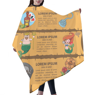 Personality  Set Of Banners Imitating Ancient Papyrus Hair Cutting Cape