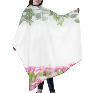 Personality  Baby Eucalyptus Leaves And Pink Carnation Flowers  Hair Cutting Cape