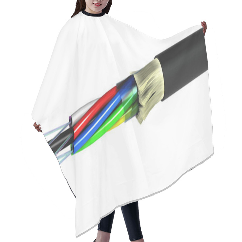 Personality  Optical Fiber Cable Over White - 3D Render hair cutting cape