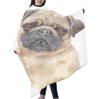 Personality  Water Colour Painting Of Pug Hair Cutting Cape