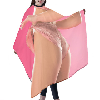 Personality  Cropped Image Of Female Butt In Panties Isolated On Pink Hair Cutting Cape