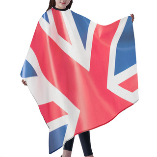 Personality  Close Up Of National Flag Of United Kingdom With Red Cross  Hair Cutting Cape