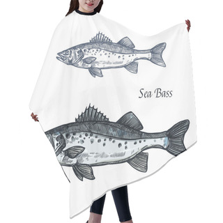 Personality  Sea Bass Fish Isolated Sketch For Seafood Design Hair Cutting Cape