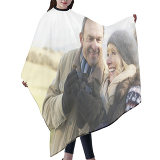 Personality  Mature Couple In Winter Hair Cutting Cape