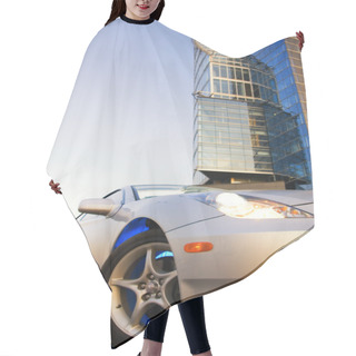 Personality  Sport Car With Office Building And Clear Blue Sky Behind It Hair Cutting Cape