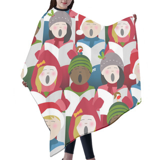 Personality  Children Wearing Winter Clothes Singing Christmas Carols From A Song Sheet. Seamless Repeat Background Hair Cutting Cape