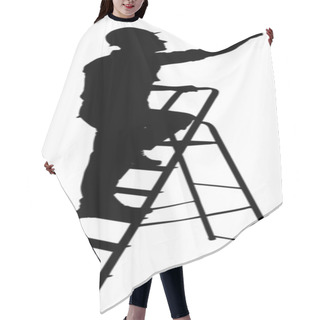 Personality  Silhouette Construction Worker Climbing On Ladder Hair Cutting Cape