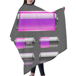 Personality  Vector Set Of Battery Charge. Hair Cutting Cape