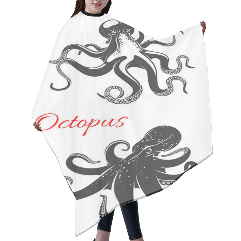 Personality  Octopus Marine Animal Icon Set For Tattoo Design Hair Cutting Cape