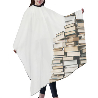 Personality  A Stack Of Disorganized Books Piled High On A White Background Illustration By Generative Ai Hair Cutting Cape