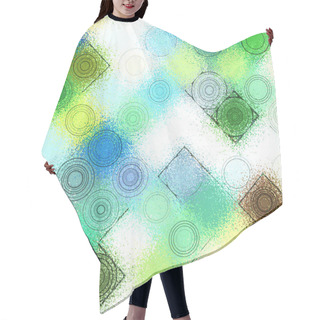 Personality  Seamless Texture With Blue And Green Squares And Circles Hair Cutting Cape
