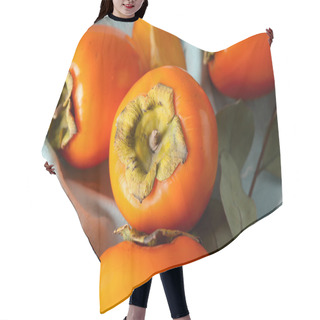 Personality  Sweet Ripe Persimmons On Table, Closeup Hair Cutting Cape