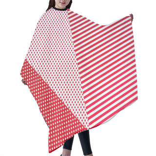 Personality  Top View Of Red And White Colors Abstract Composition With Polka Dot Pattern For Background Hair Cutting Cape