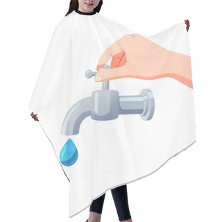 Personality  Illustration Of Closing The Water Tap Vector. Hair Cutting Cape