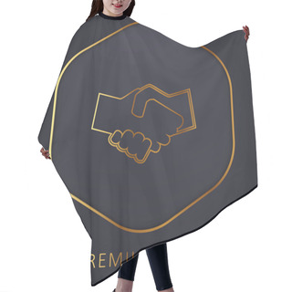 Personality  Black And White Shaking Hands Golden Line Premium Logo Or Icon Hair Cutting Cape