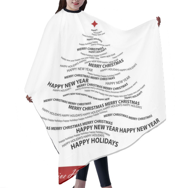 Personality  Christmas Tree Shape From Words - Typographic Composition - Vect Hair Cutting Cape