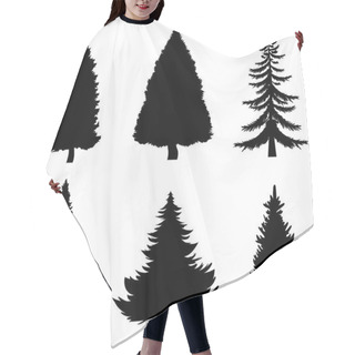 Personality  Black Silhouettes Of Pine Trees Hair Cutting Cape