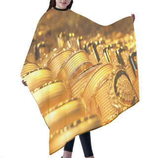 Personality  Gold Jewelry Background / Soft Selective Focus Hair Cutting Cape