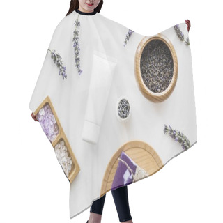 Personality  Top View Home Spa With Lavender Concept. Resolution And High Quality Beautiful Photo Hair Cutting Cape