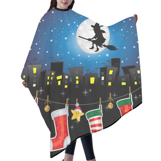 Personality  Witch With Socks In The City Backlight Hair Cutting Cape