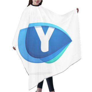 Personality  Y Letter Logo With Blue Wing Or Eye Hair Cutting Cape