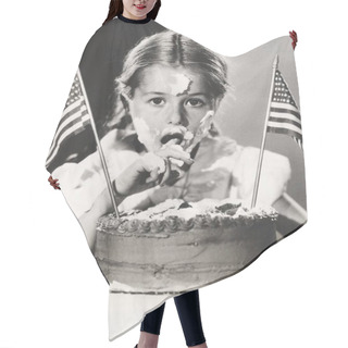 Personality  Girl With American Flags On Cake Hair Cutting Cape