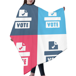 Personality  Ballot Box Blue And Red Four Color Minimal Icon Set Hair Cutting Cape