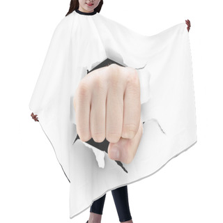 Personality  Male Fist Breaking Through Paper Hair Cutting Cape
