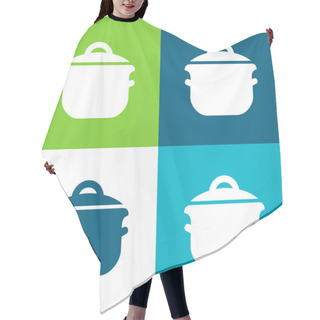 Personality  Big Pot Flat Four Color Minimal Icon Set Hair Cutting Cape