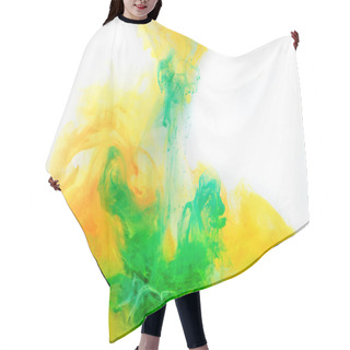 Personality  Abstract Background With Green And Orange Paint Swirling In Water Hair Cutting Cape