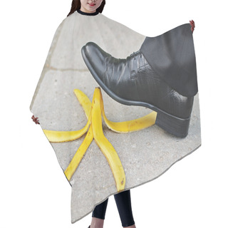 Personality  Businessman About To Slip And Fall On A Banana Skin Hair Cutting Cape