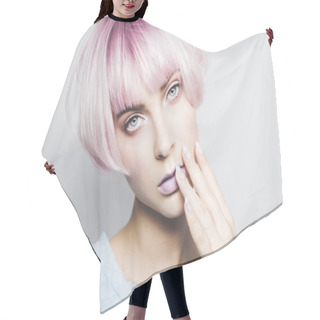 Personality  Beautiful Girl With Pink Hair Hair Cutting Cape