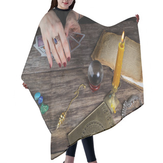 Personality  Fortune Teller Woman Predicting Future From Cards Hair Cutting Cape