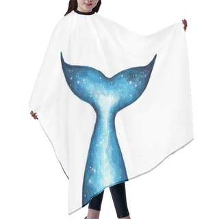 Personality  Hand Painted Silhouette Of Whale Tail, Fish Tail With Galaxy Watercolor Effect Hair Cutting Cape