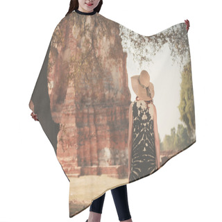 Personality  Woman Exploring Ancient Ruins Hair Cutting Cape