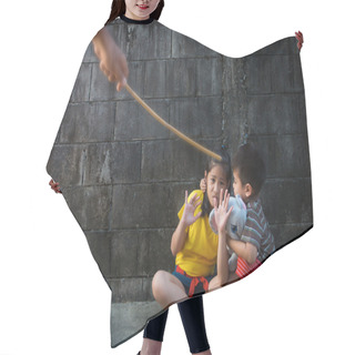 Personality  Shot Depicting Child Abuse Or Punishment Hair Cutting Cape